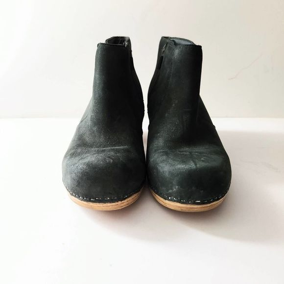 Dansko Black Leather Wooden Clog Booties EU37 ~ US 6.5-7 - Picture 2 of 5